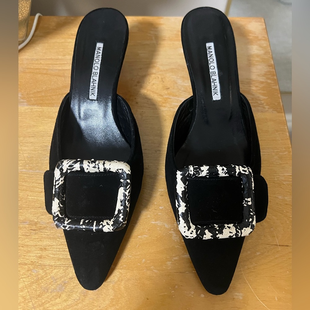 Manolo Blahnik Maysale Mules in Suede